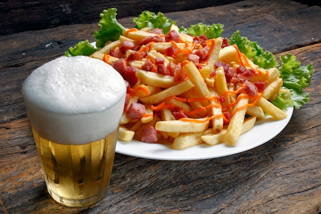 Fried potato with beer