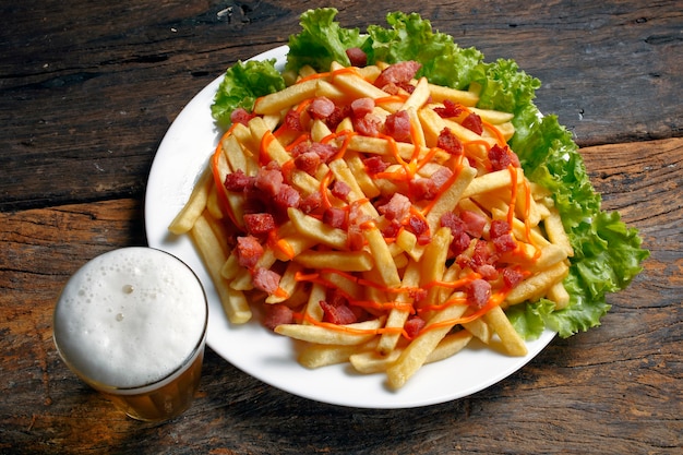 Fried potato with beer