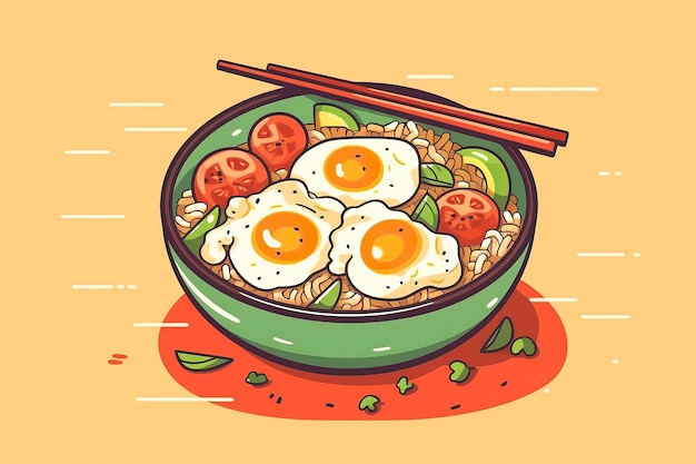 Fried rice illustration Food illustration Generative AI