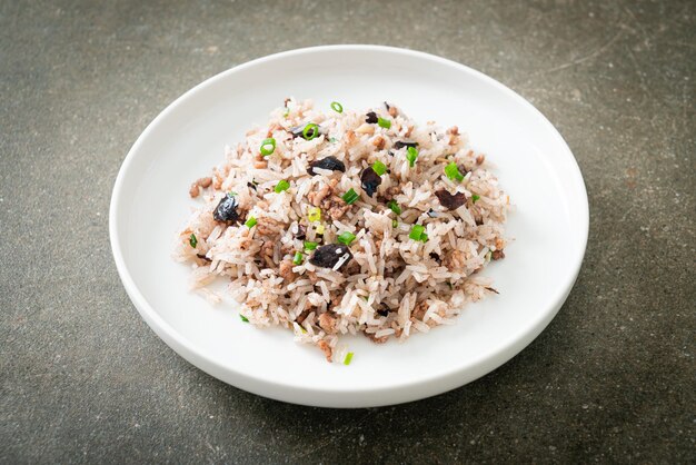 Fried Rice with Chinese Olives and Minced Pork - Asian food style