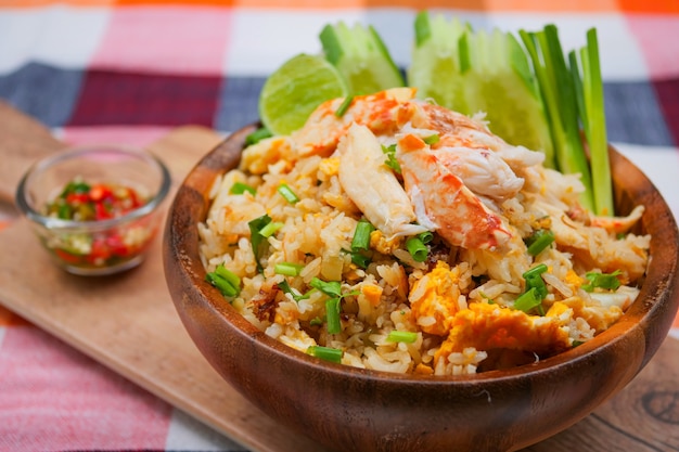 fried rice with crab and vegetables