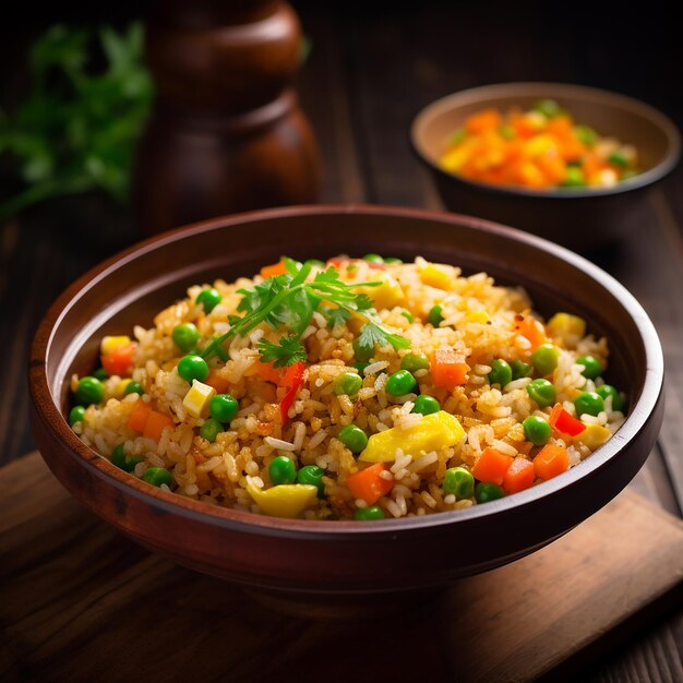 Fried Rice with Green Peas Carrot and Corn Vegetarian Delight