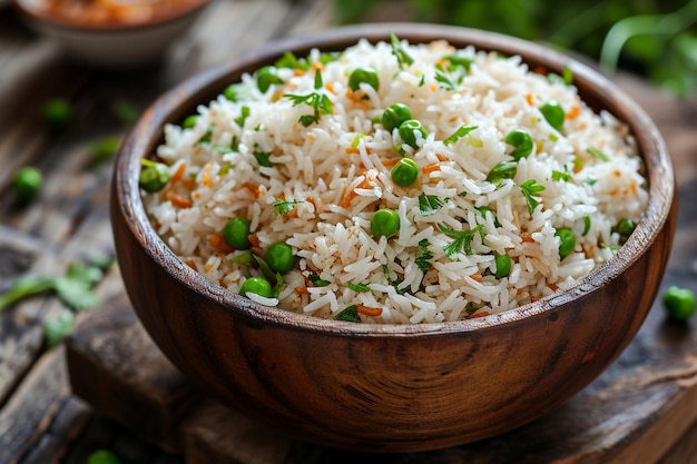 Жареный рис с зеленым горохом