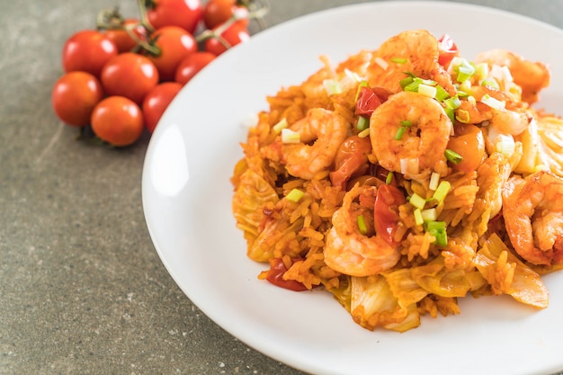 fried rice with korea spicy sauce and shrimps