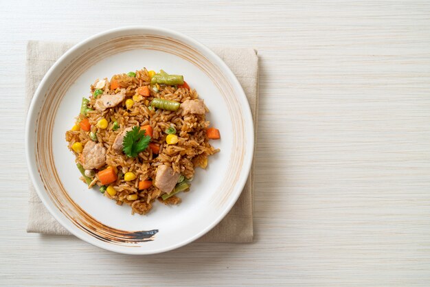 fried rice with pork and vegetable