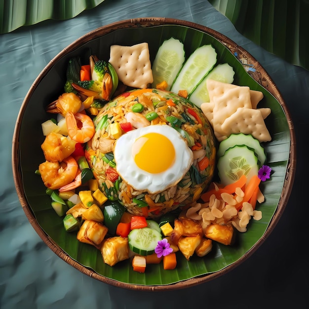 Fried rice with prawns and sunny side up