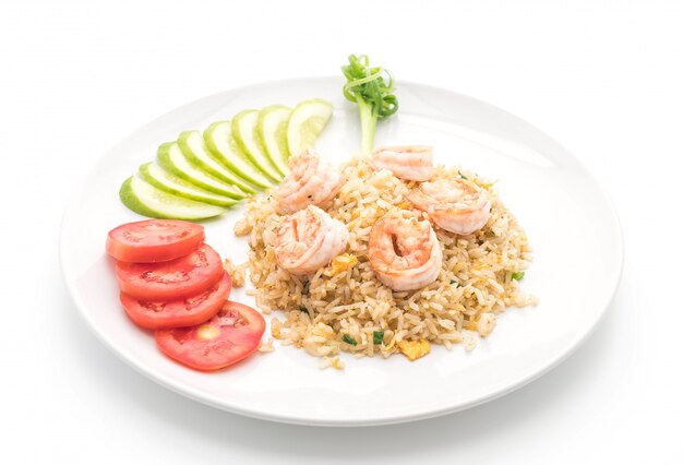 Photo fried rice with shrimps