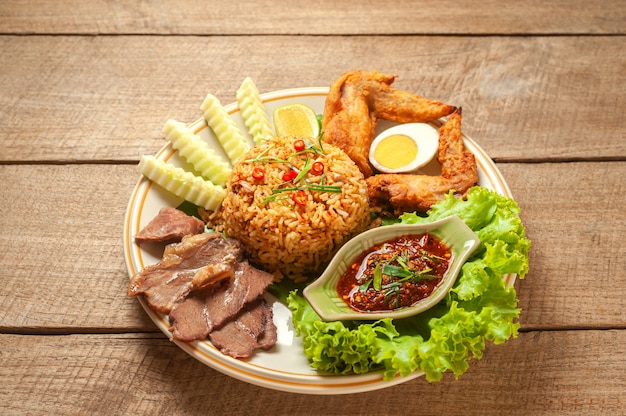 Photo fried rice with stewed beef and galangal chili paste