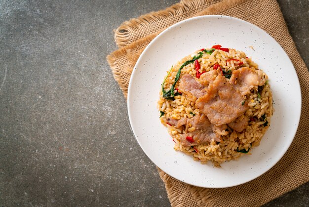 fried rice with Thai basil and pork