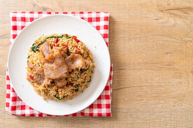 fried rice with Thai basil and pork