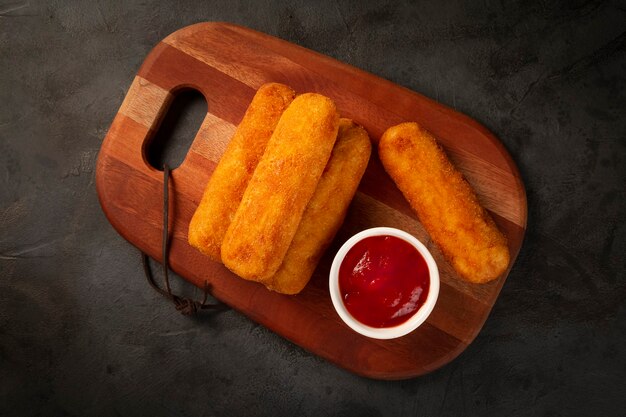 Fried risoles or Risol Risoles stuffed with cheese and ham