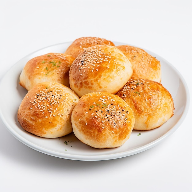 Fried rolls closeup on plate top view isolated on white background close view real photo