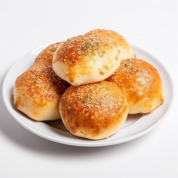 Fried rolls closeup on plate top view isolated on white background close view real photo