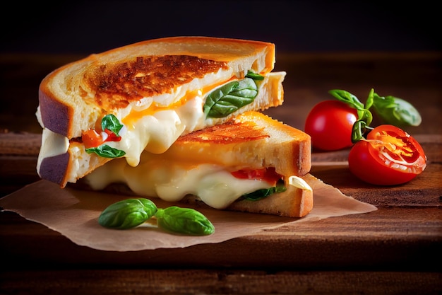 Жареный бутерброд с сыром и помидорами Генеративный ИИ Генеративный ИИ