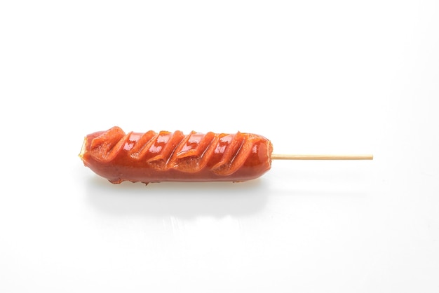 fried sausage skewer isolated