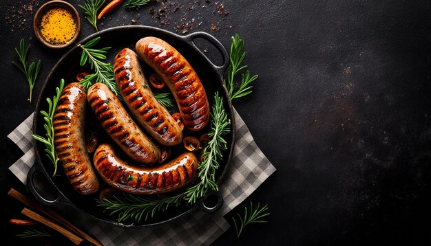 Fried sausages on the grill Generative AI