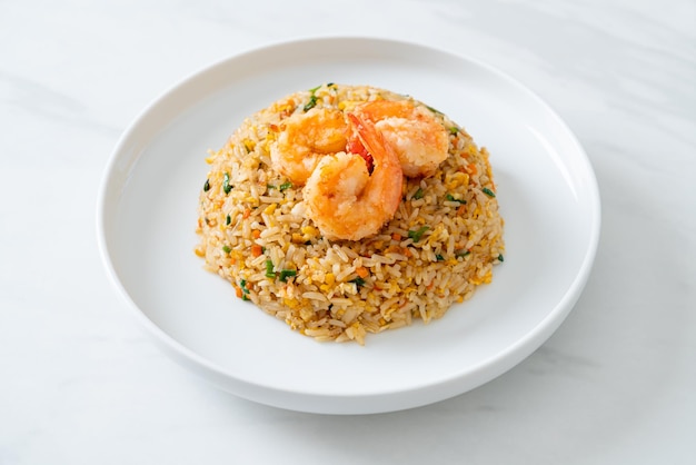 Fried shrimps fried rice on plate