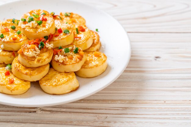 fried soft  egg tofu with garlic