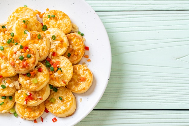 fried soft  egg tofu with garlic