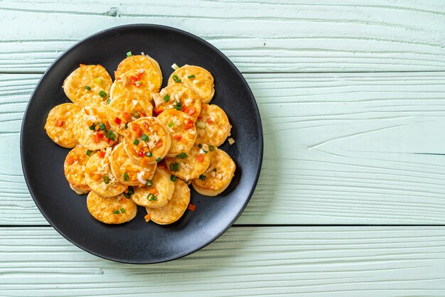 fried soft  egg tofu with garlic