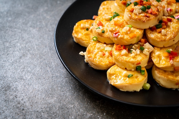 fried soft  egg tofu with garlic