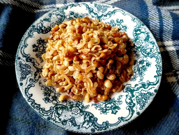 Fried Soybeans on the plate Indonesian snacks Indonesian culinary Food