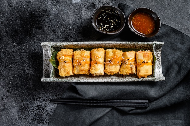 Fried spring rolls.  Traditional Chinese cuisine. 