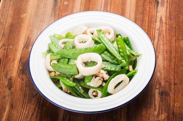 Fried squid with Holland bean