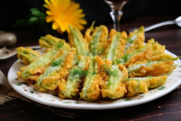 カボチャの花の詰め物を揚げたイタリアの前菜