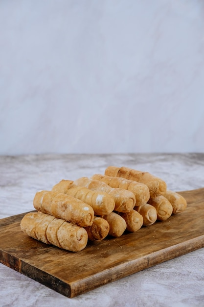 Photo fried tequenos fingers stuffed with salty artisanal cheese typical venezuelan and latin american food