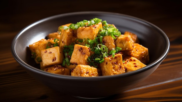 жареный тофу в миске вегетарианская еда простая еда