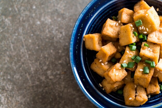 Fried Tofu in a bowl with sesame