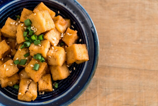 Fried Tofu in a bowl with sesame