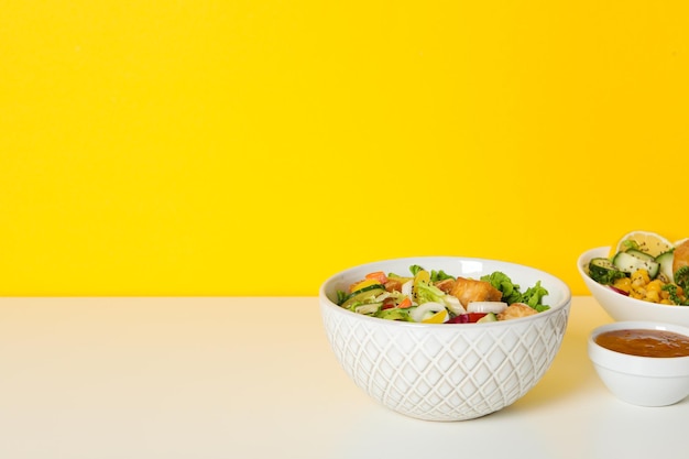 fried tofu salad with sauce and vegetables