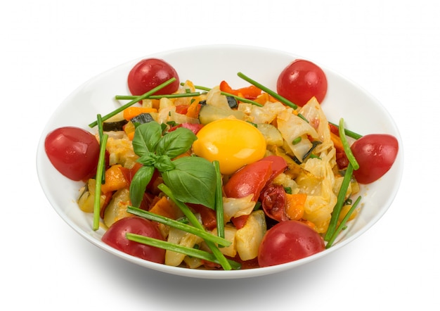 Fried Vegetable Mix on a white plate