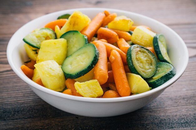 Fried vegetables on the plate