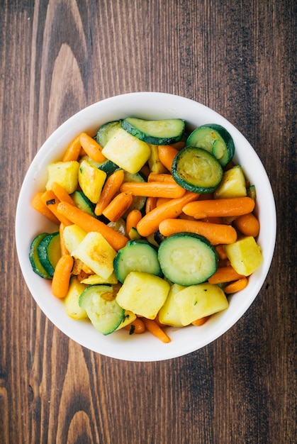 Fried vegetables on the plate