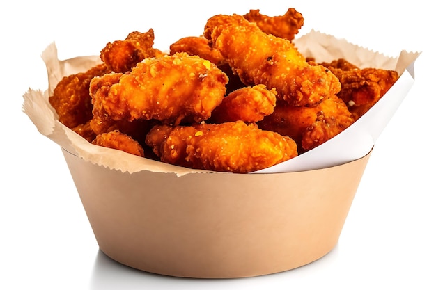 fried wings in a white container on a white background