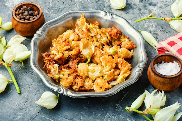 Fried yucca flowers