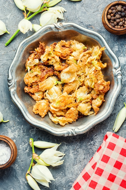 Fried yucca flowers