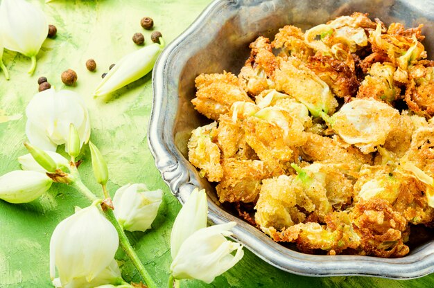 Fried yucca flowers