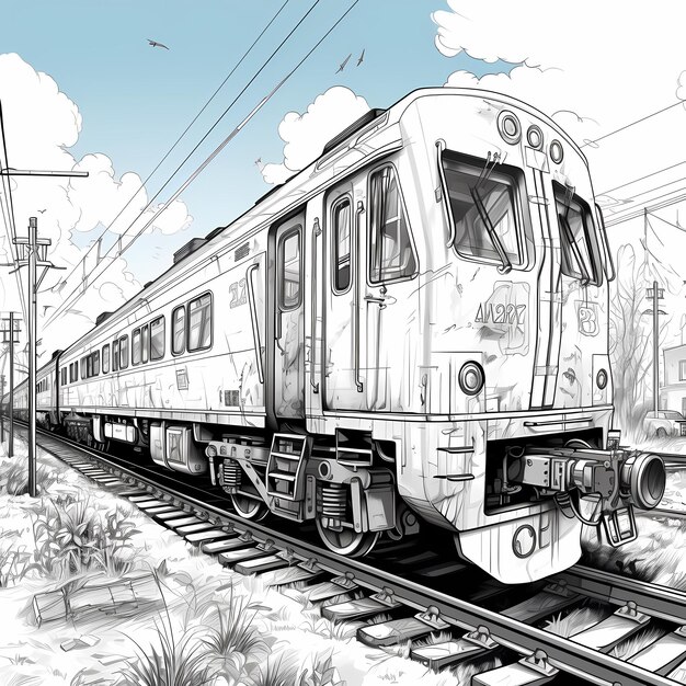 Photo frieght train with lots of grafitti spray painted on the side coloring page for kids