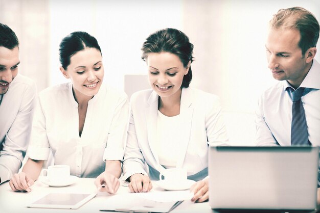 friendly business team having discussion in office