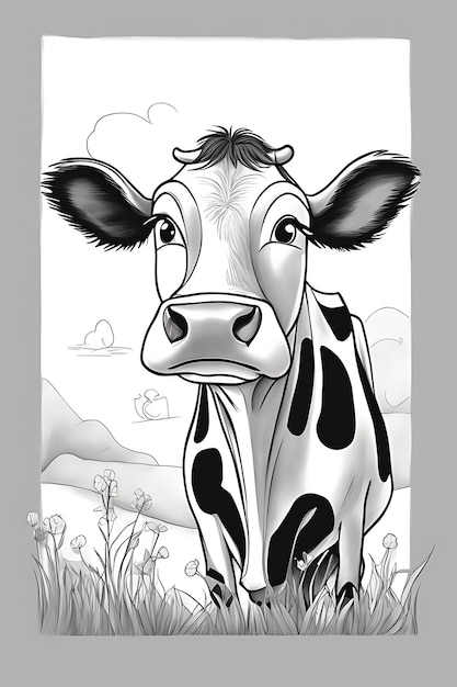 Photo friendly cow coloring page for kids and adults printable page