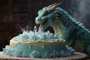 Photo friendly dragon cake cooling icy baking assis