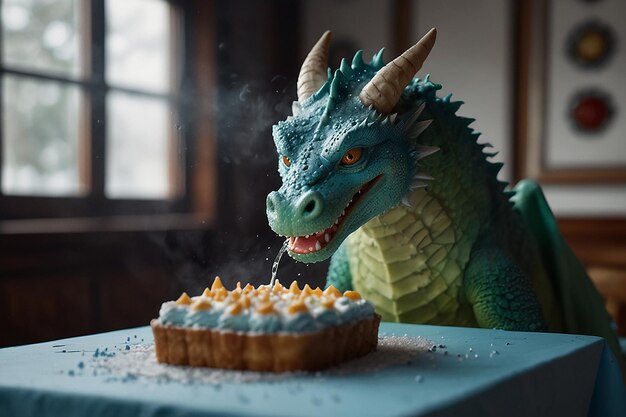 Photo friendly dragon cake cooling icy baking assis