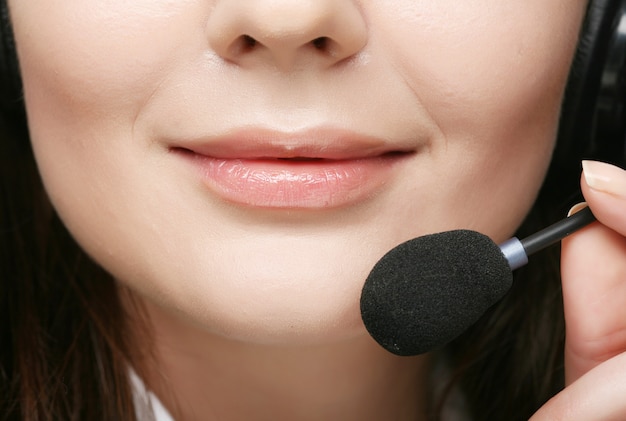 Friendly female call center operator