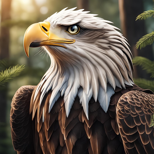 Friendly full body of eagle nature blurry background generated by ai tools