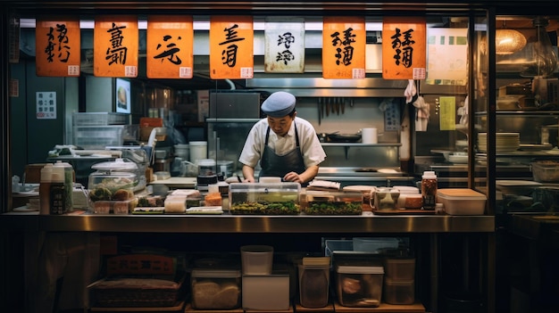 Friendly Japanese Izakaya with Soy Sauce and Wasabi