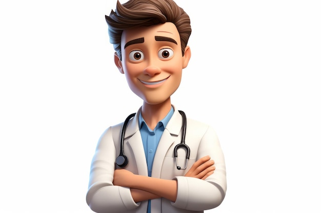 Photo friendly male doctor in white coat with stethoscope around neck